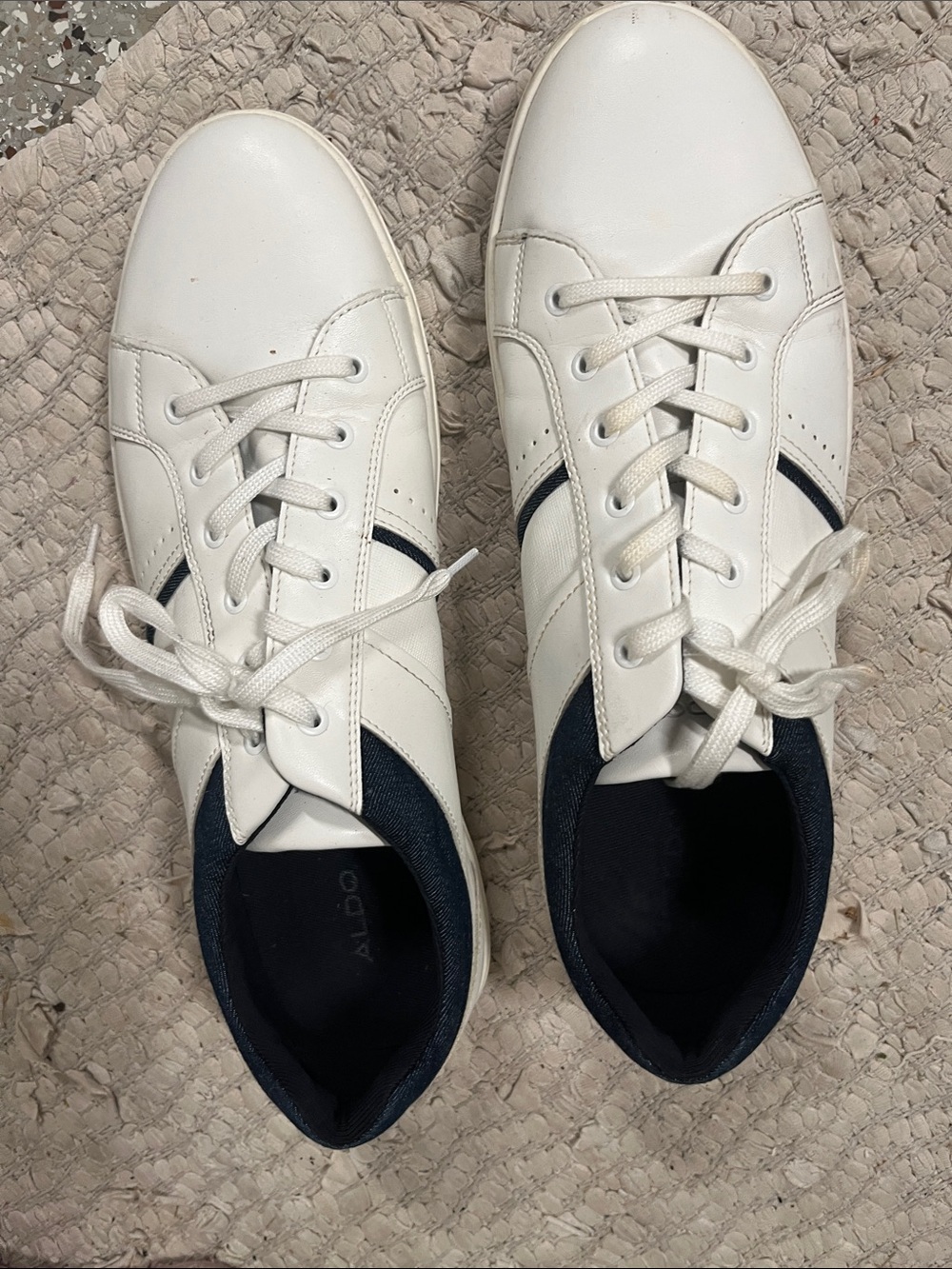 Aldo White Sneakers with Navy Accents